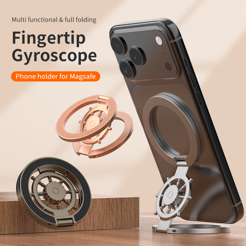 Desk Accessories - Magnetischer Handy-Ringhalter, Fingerkipp-Gyroskop, dreifach faltbarer, mehrwinkeliger