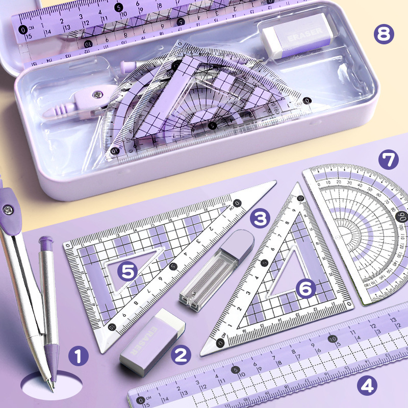 8-teiliges Geometrie-Set für S – Math Geometry Set With Compass Bewertung und Preis